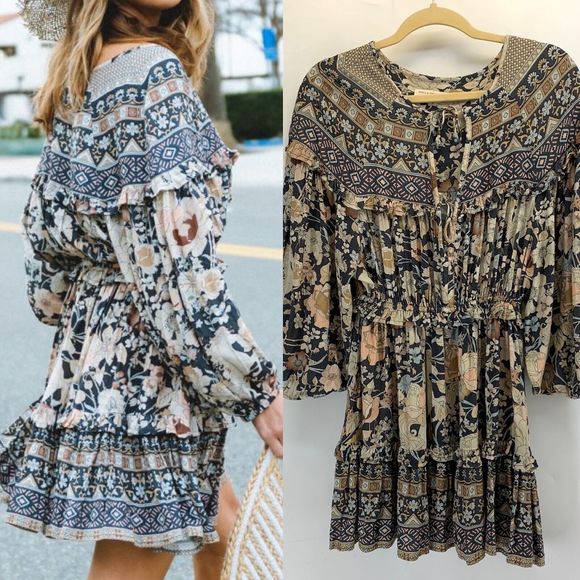 Spell & The Gypsy Amethyst Dress in Nightfall Boho Flowy Small Oversized - Picture 2 of 12